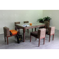 Compact Solid Design Water Hyacinth Dining Set For Indoor Natural Wicker Furniture